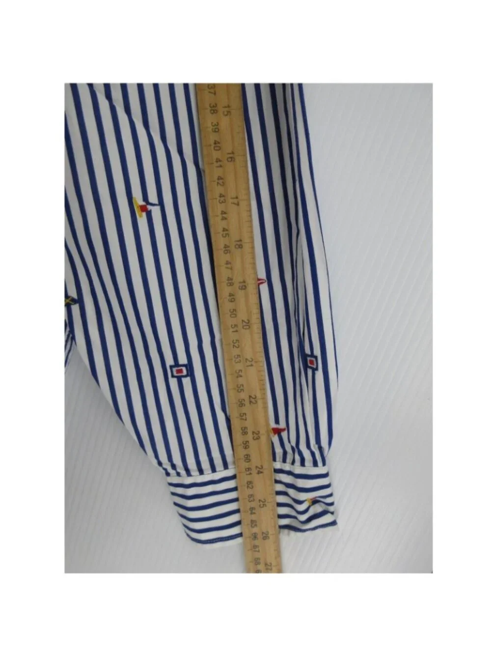 Ralph Lauren Shirt 3XB Big Button Down Nautical Flag AOP Striped Woven